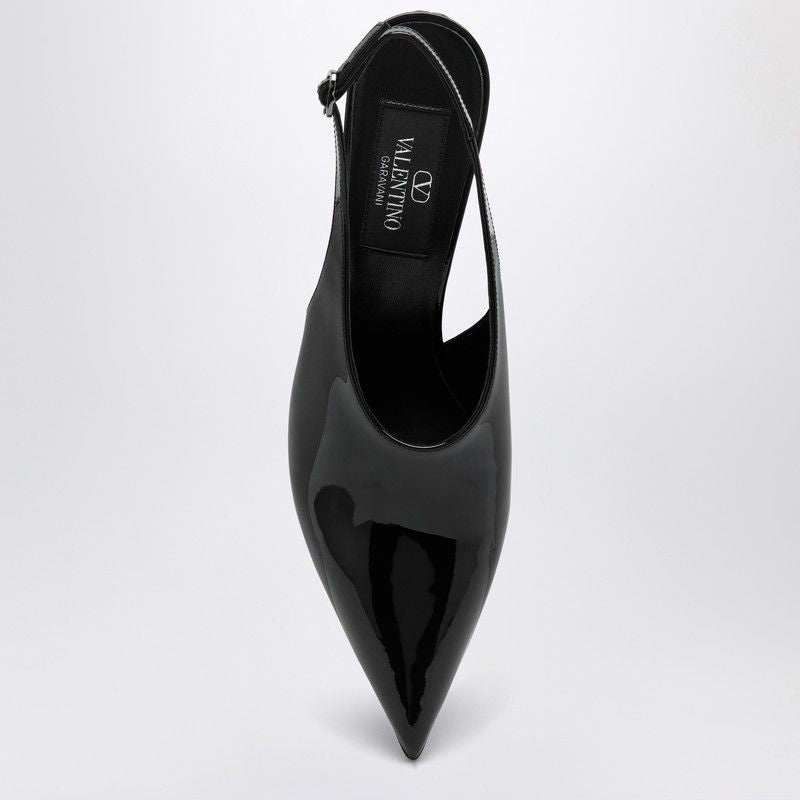 VALENTINO GARAVANI Sleek Black Patent Leather Slingback Pumps