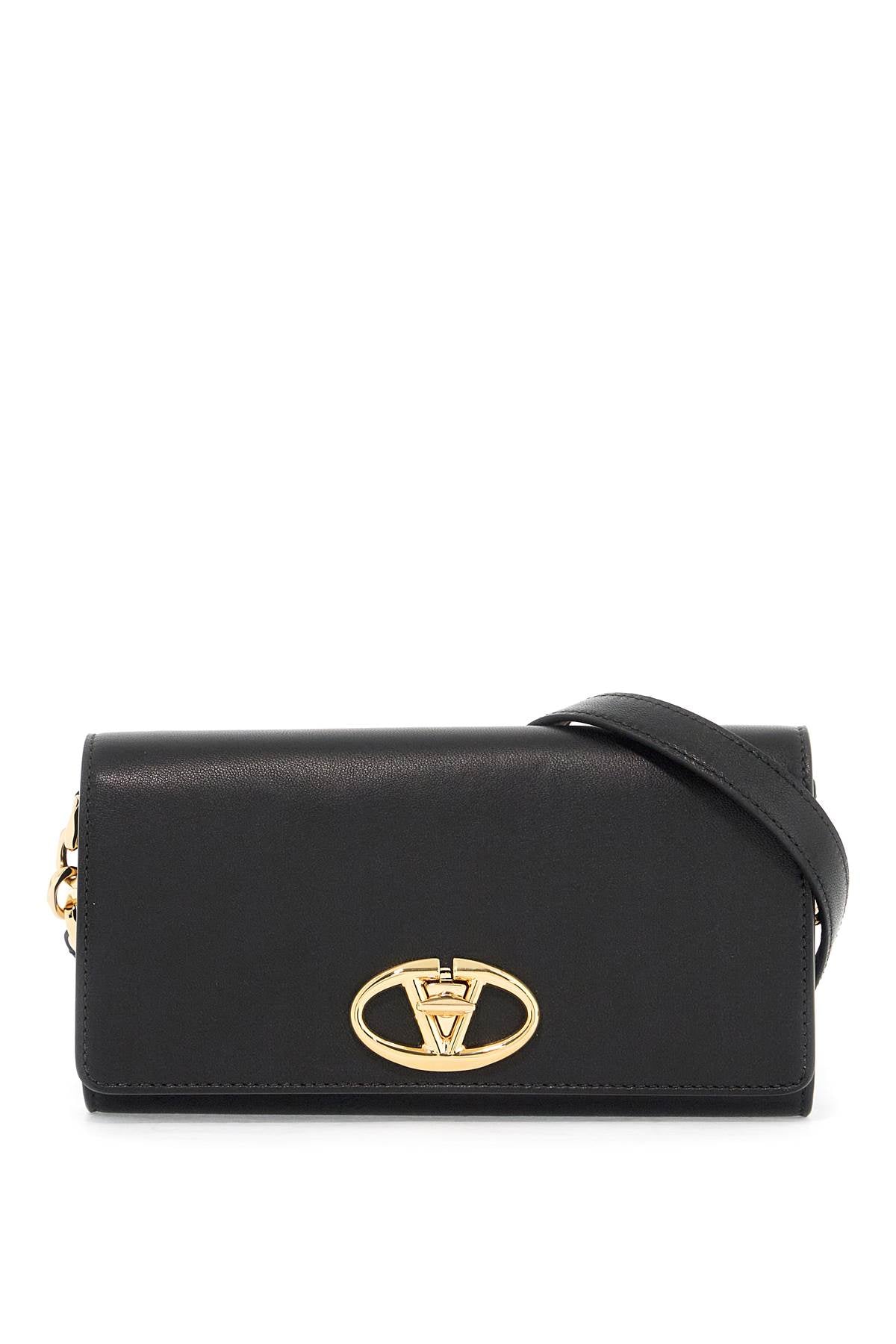 VALENTINO Mini Black Pouch with Golden Logo