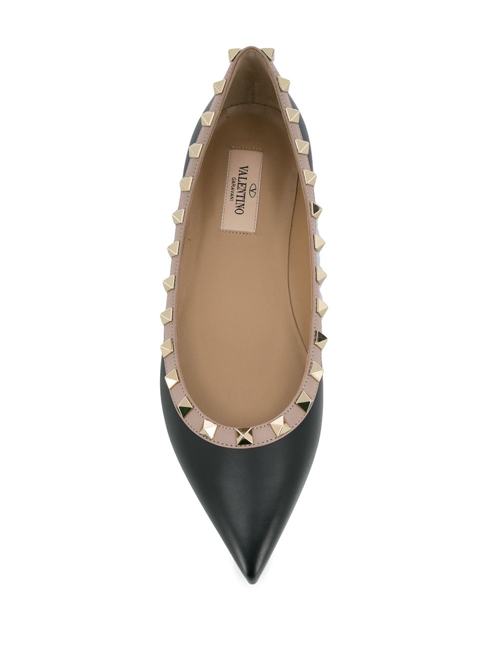 VALENTINO GARAVANI Rockstud Leather Ballerina Flats