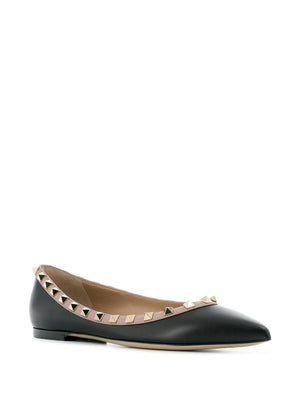 VALENTINO GARAVANI Rockstud Leather Ballerina Flats