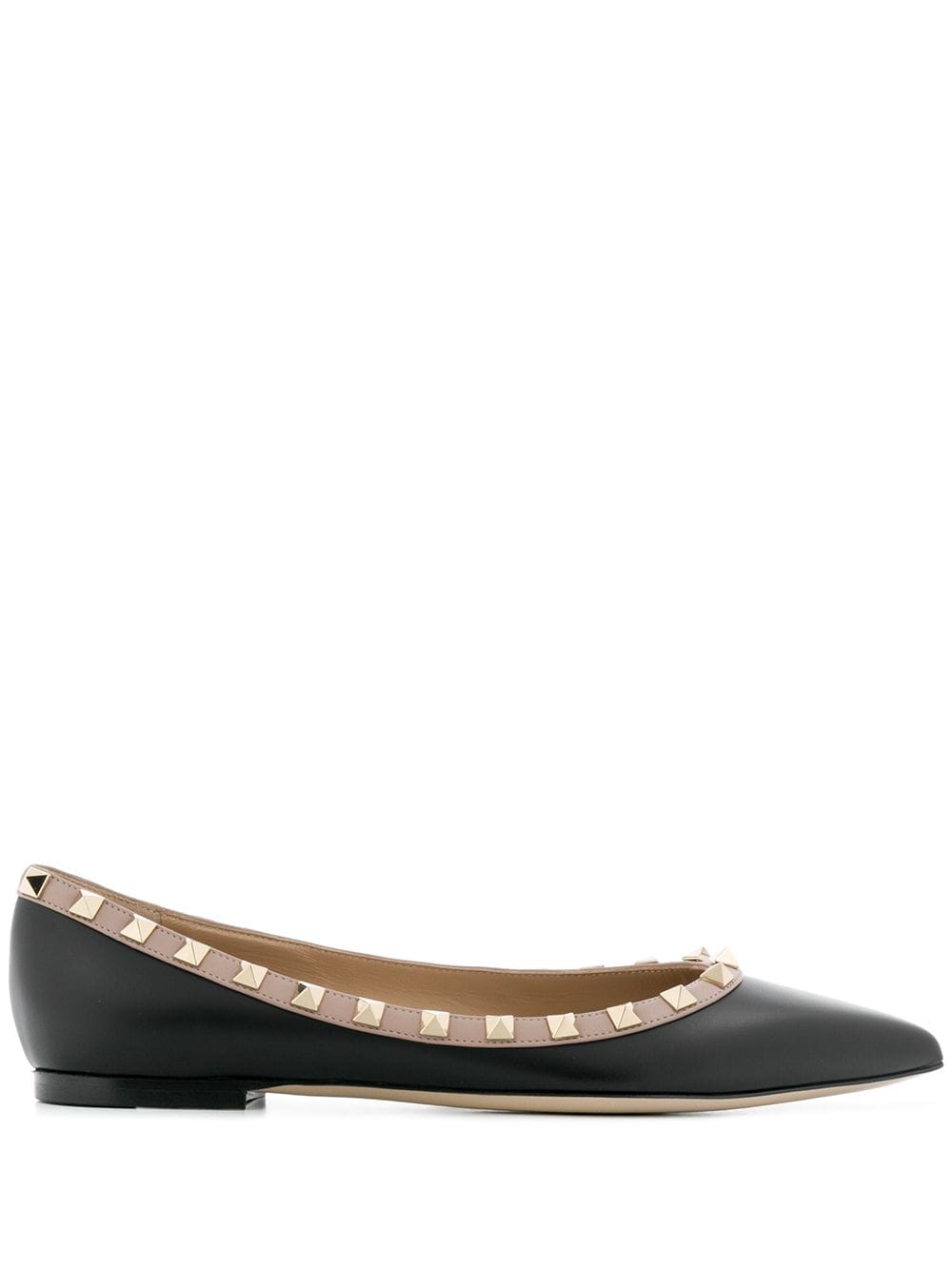 VALENTINO GARAVANI Rockstud Leather Ballerina Flats