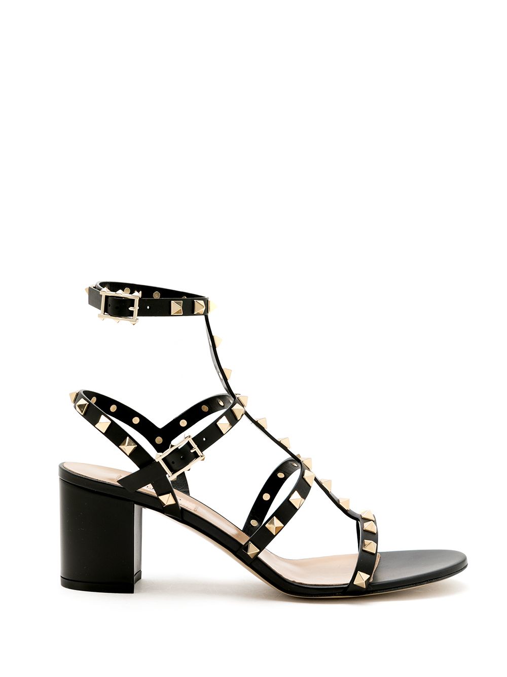 VALENTINO GARAVANI Medium Block Heel Rockstud Leather Sandals