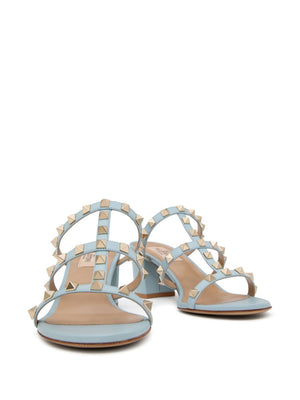 VALENTINO GARAVANI Rockstud Leather Block Heel Sandals for Women