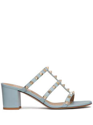 VALENTINO GARAVANI Rockstud Leather Block Heel Sandals for Women