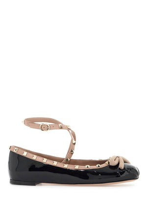 VALENTINO GARAVANI Glossy Patent Leather Studded Ballerina Flats