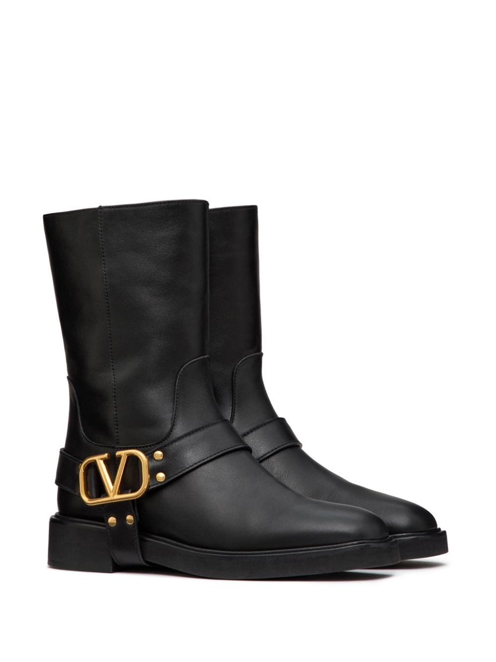 VALENTINO GARAVANI Signature Leather Boots - Square Toe Slip-On - FW24