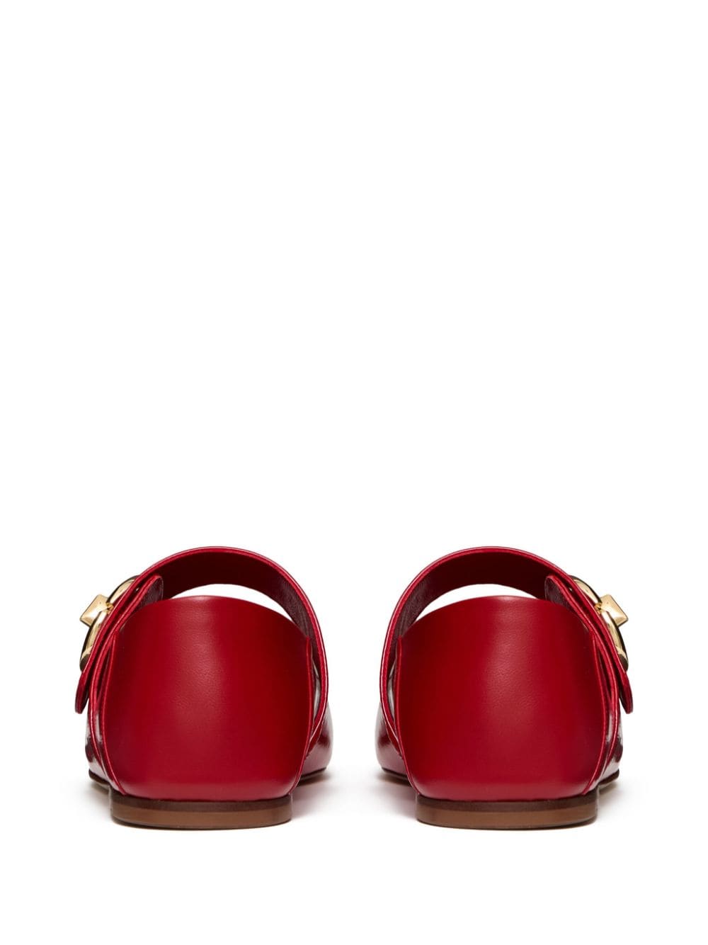 VALENTINO GARAVANI Signature Logo Lock Flat Leather Ballets for Women