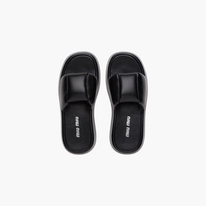 Miu Miu Nappa Sandals for Women in Nero - SS22 Collection