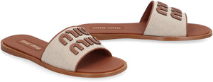 MIU MIU Slide Sandals with Logo - Women's