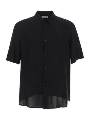 SAINT LAURENT Luxury Raffia Short-Sleeved Shirt