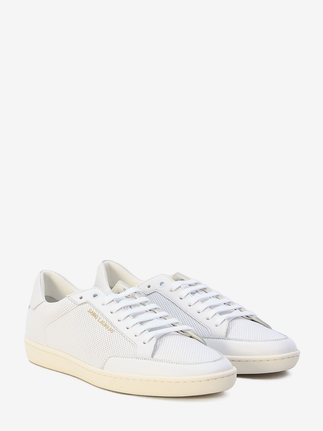 SAINT LAURENT Men's White Perforated Sneakers - SS24 Collection