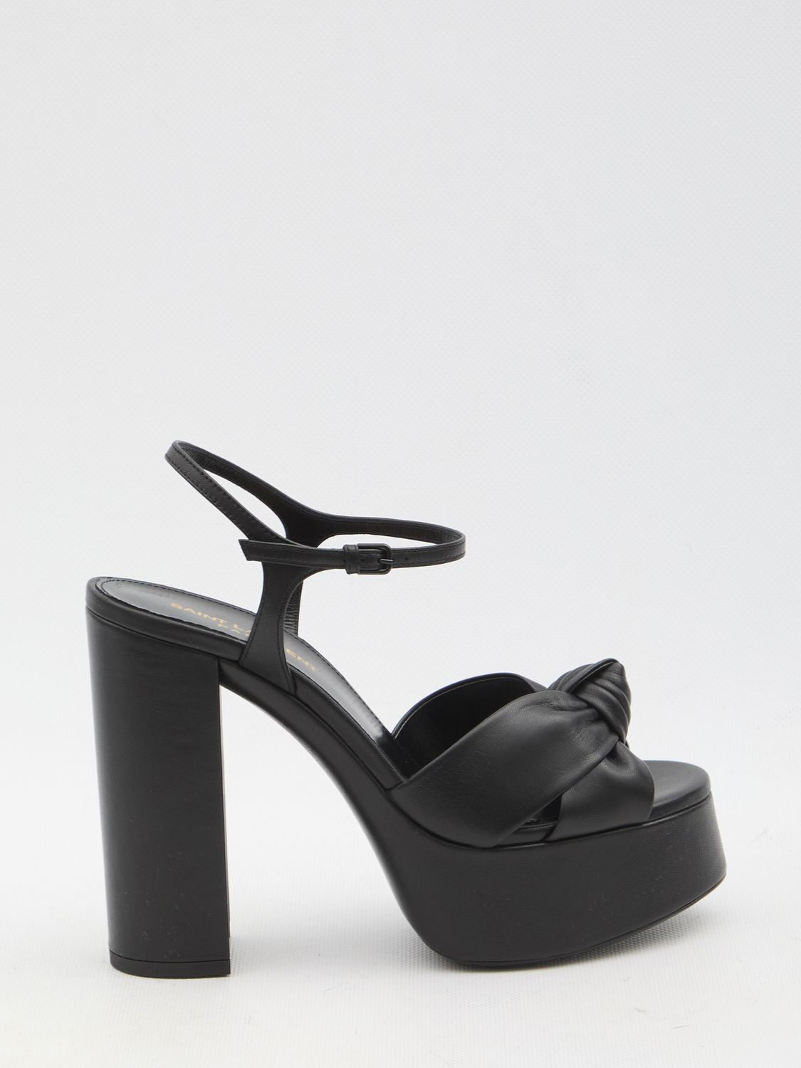 SAINT LAURENT Elevated Leather Sandals with Ankle Strap and 12.5 cm Heel