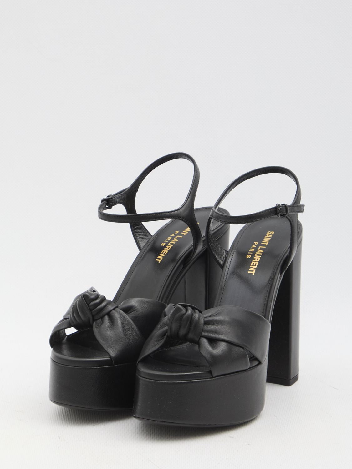 SAINT LAURENT Elevated Leather Sandals with Ankle Strap and 12.5 cm Heel