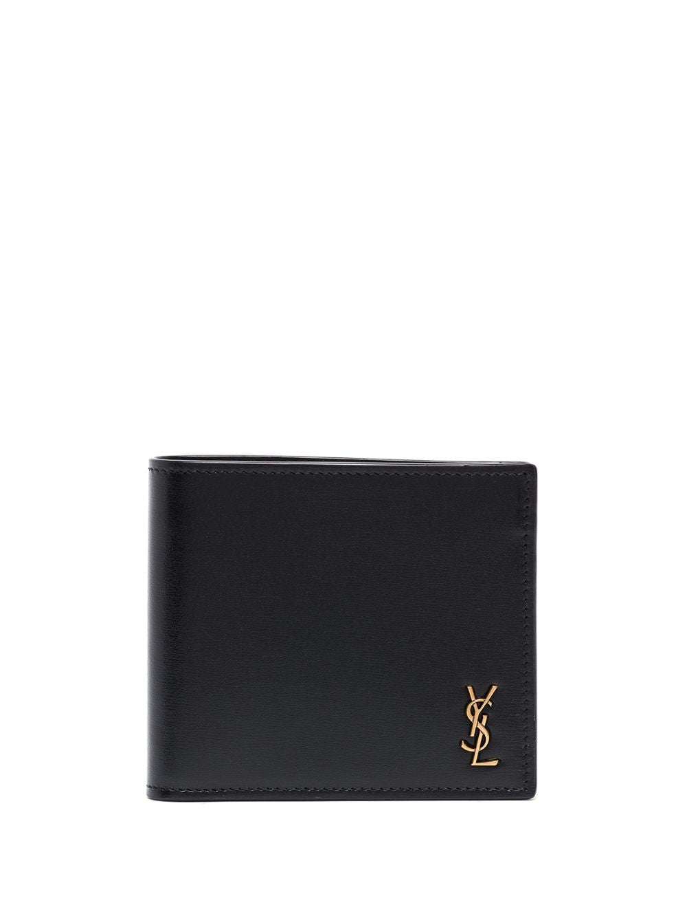 SAINT LAURENT Luxury Bifold Wallet for Men - Black Calfskin Leather