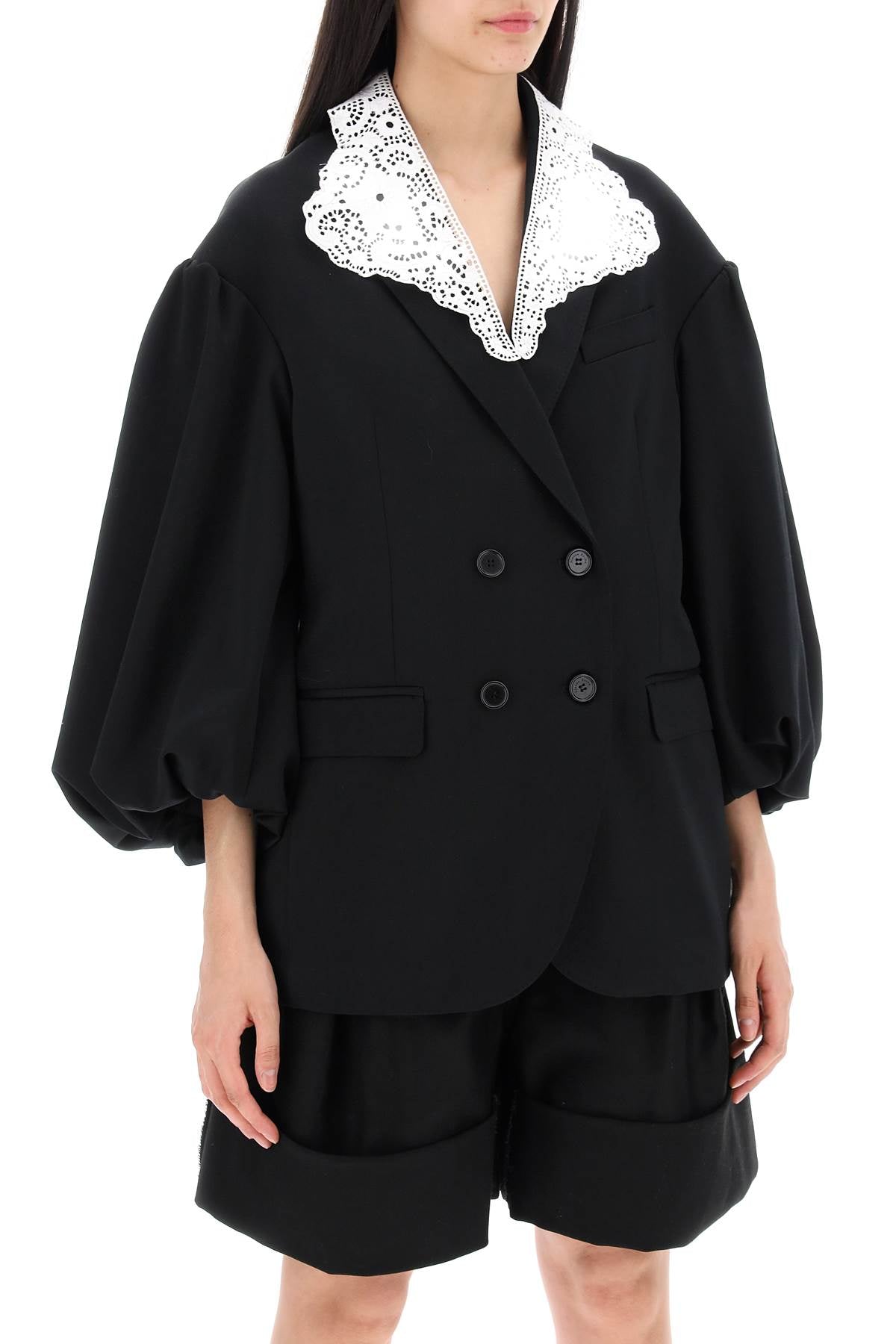 SIMONE ROCHA Oversized Blazer with Lace Collar - Size 6