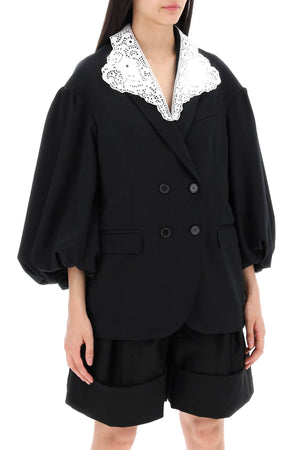 SIMONE ROCHA Oversized Blazer with Lace Collar - Size 6