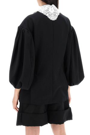 SIMONE ROCHA Oversized Blazer with Lace Collar - Size 6