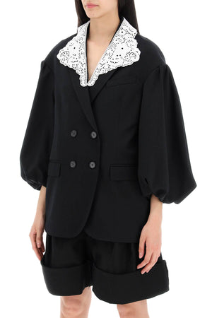 SIMONE ROCHA Oversized Blazer with Lace Collar - Size 6