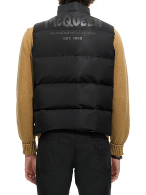 ALEXANDER McQUEEN High Neck Graffiti Logo Print Down Vest