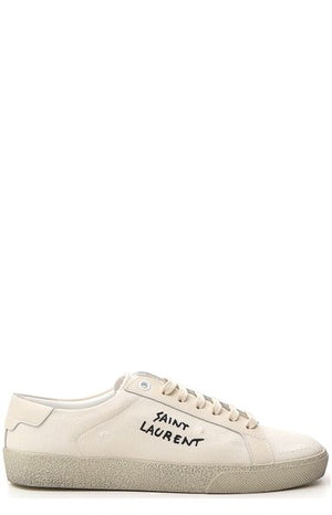 SAINT LAURENT Women's Classic Embroidered Court Sneakers