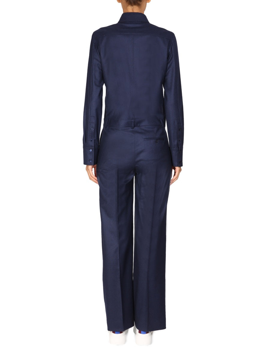 STELLA McCARTNEY Chic Wool Jumpsuit with Front Button and Zipper Closure