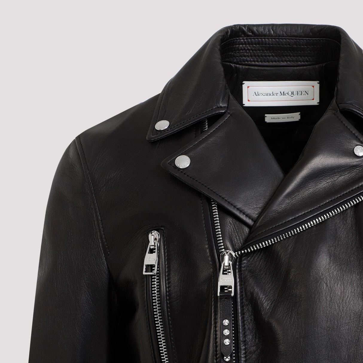 ALEXANDER MCQUEEN Men's Leather Biker Jacket - SS24