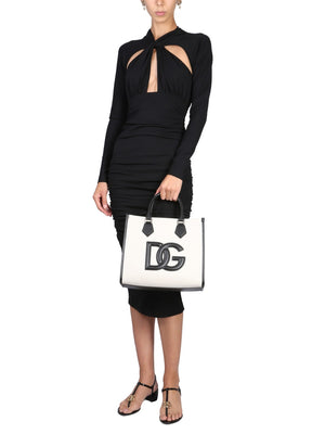 DOLCE & GABBANA Longuette Dress with Cut-Out and Braided V-Neck