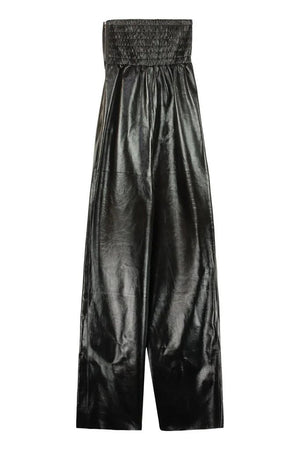 BOTTEGA VENETA Luxe Leather Jumpsuit with Shirred Bandeau Top