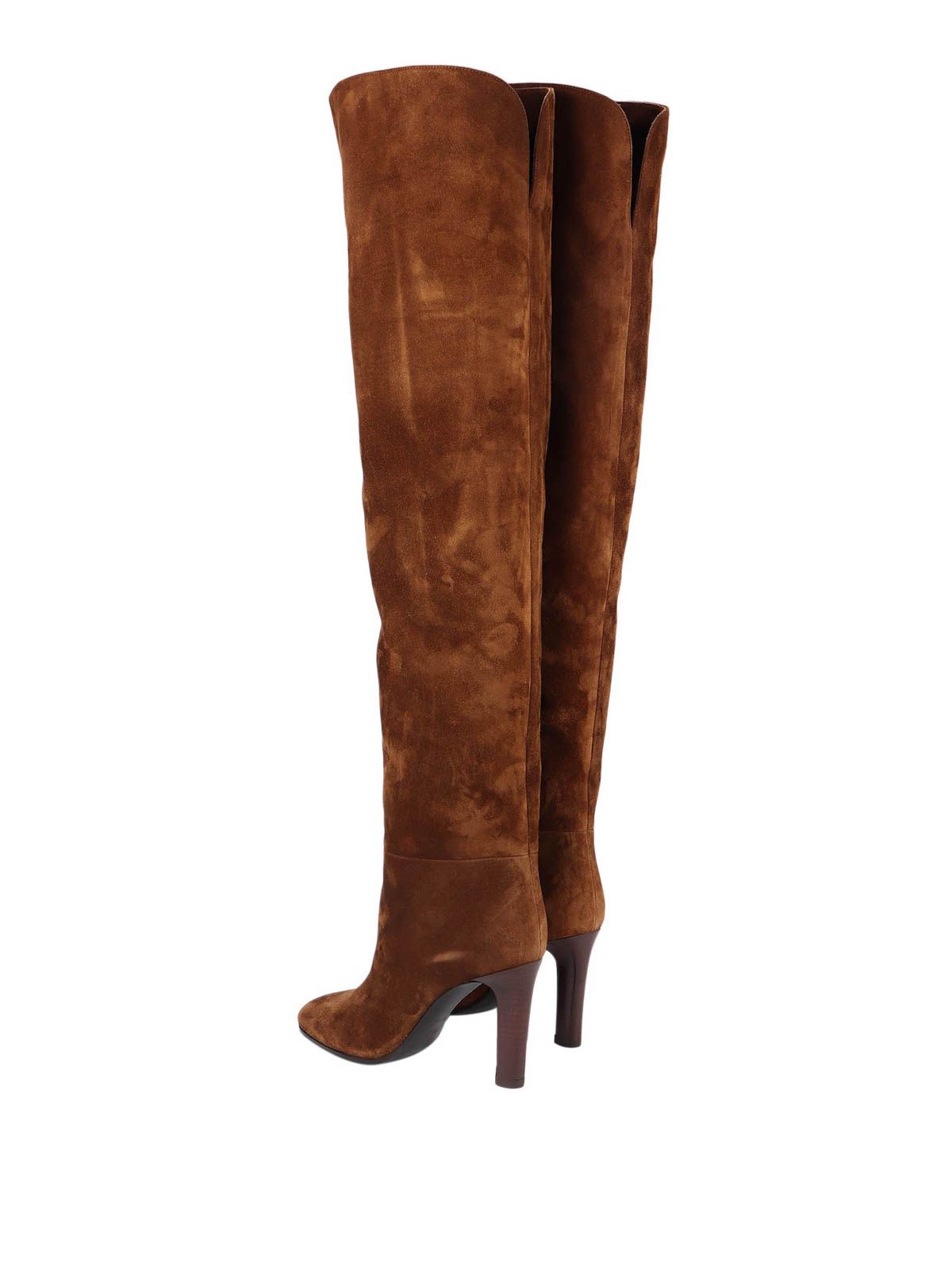 SAINT LAURENT Fashionable Women's Boots in Bold Burgundy Color