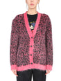 SAINT LAURENT Leopard Jacquard Cardigan with V-Neck Design