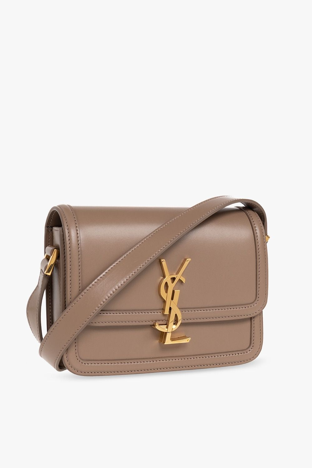 SAINT LAURENT Taupe Calfskin Messenger Bag for Women