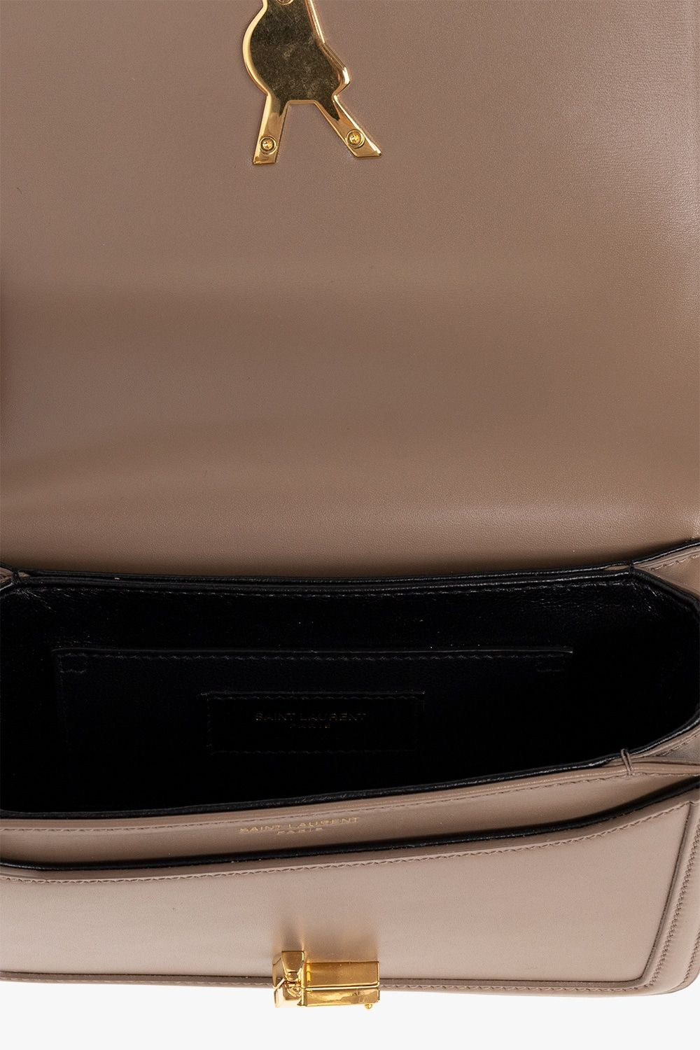 SAINT LAURENT Taupe Calfskin Messenger Bag for Women