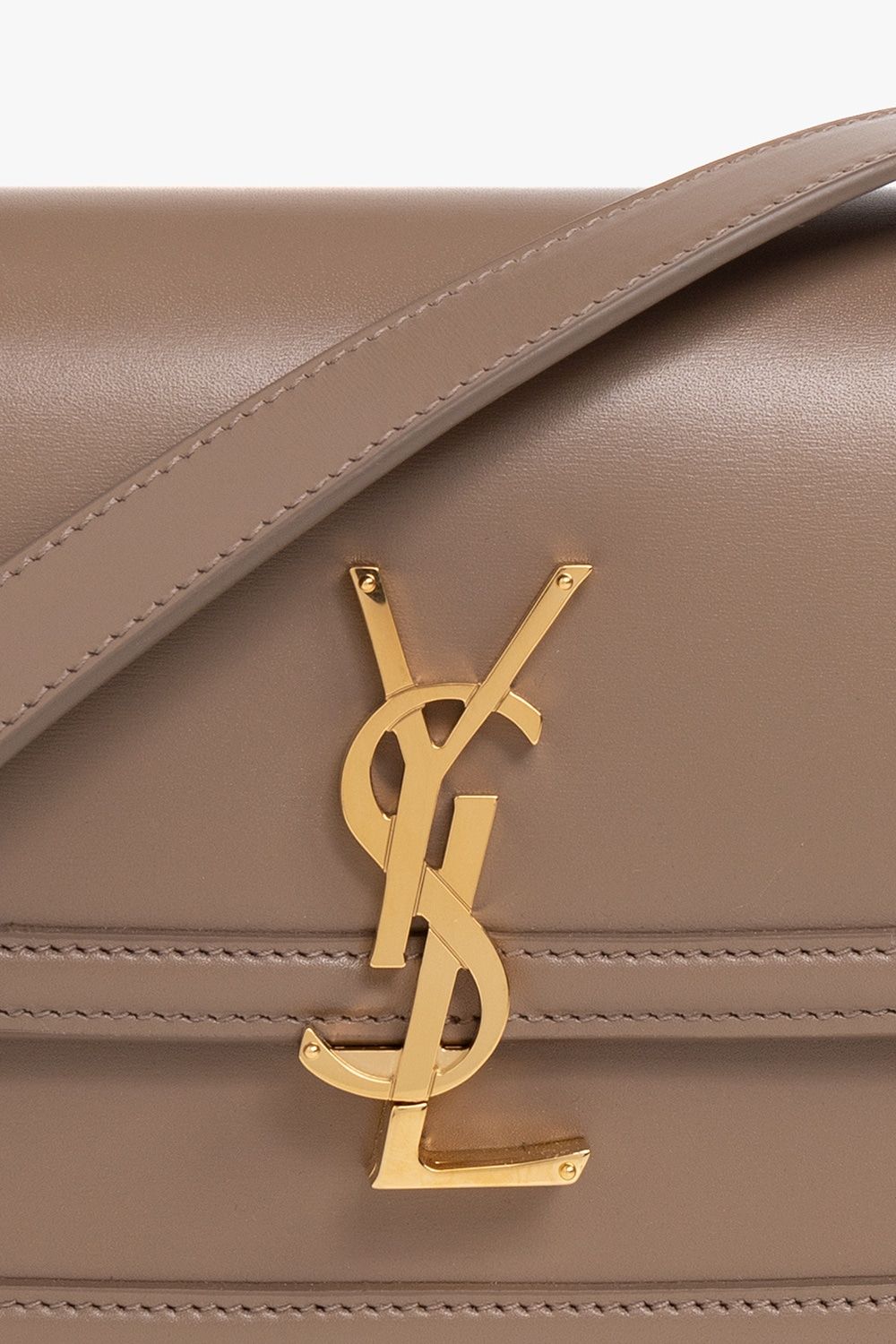 SAINT LAURENT Taupe Calfskin Messenger Bag for Women