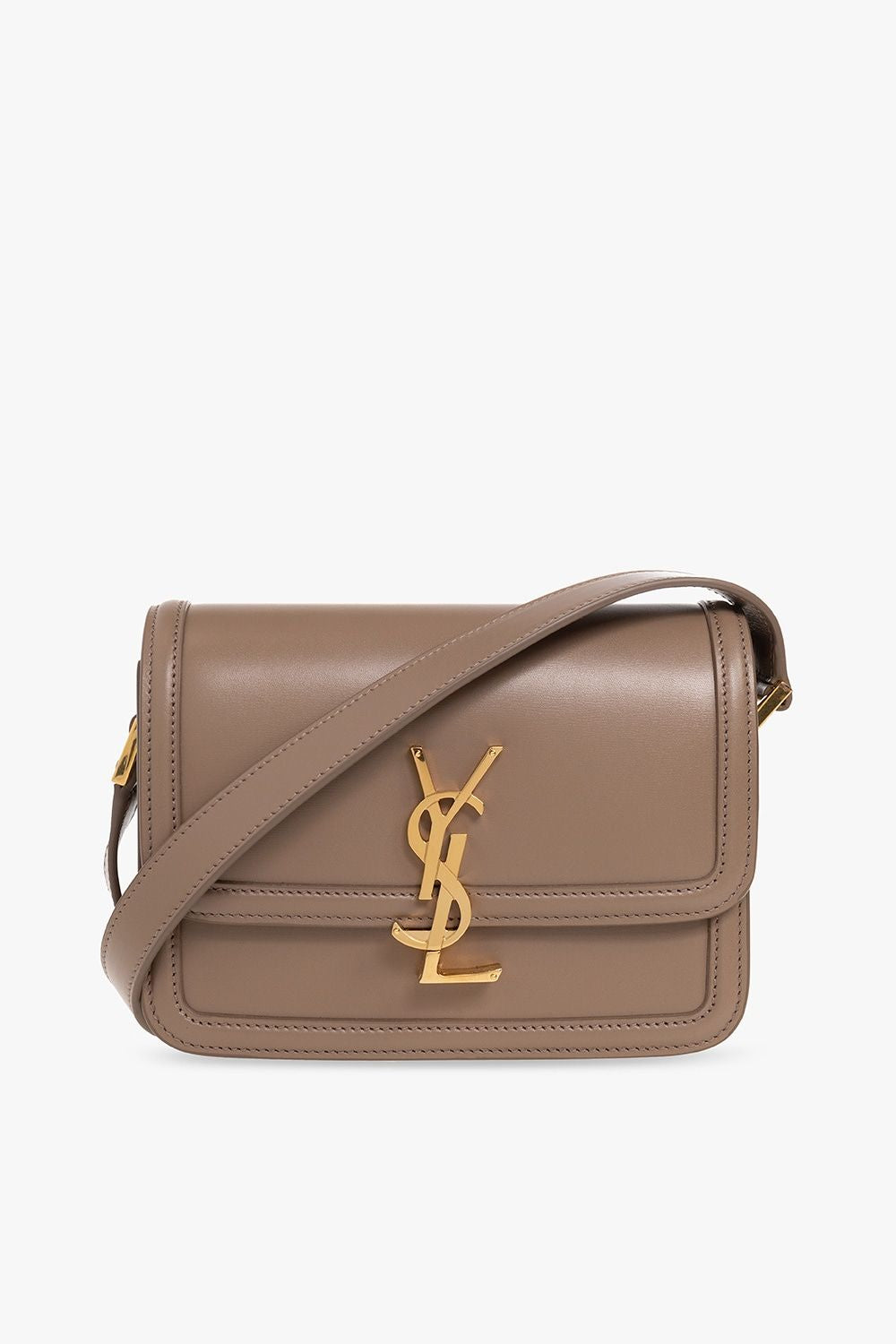 SAINT LAURENT Taupe Calfskin Messenger Bag for Women