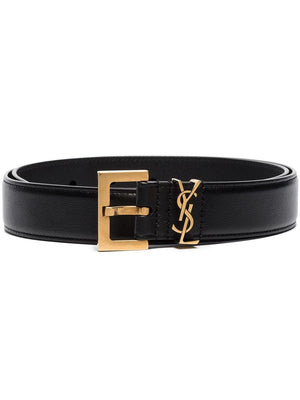 SAINT LAURENT Stylish Leather Belt in Nero for Trendy Women