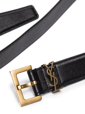 SAINT LAURENT Stylish Leather Belt in Nero for Trendy Women