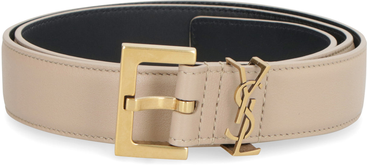 SAINT LAURENT Stylish Leather Belt in Nero for Trendy Women