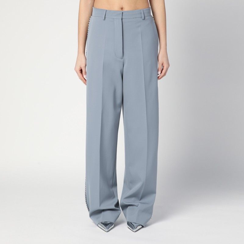 STELLA MCCARTNEY Wide-Leg Light Falabella Pants with Chain