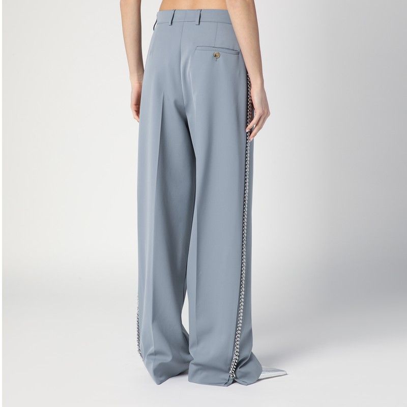 STELLA MCCARTNEY Wide-Leg Light Falabella Pants with Chain