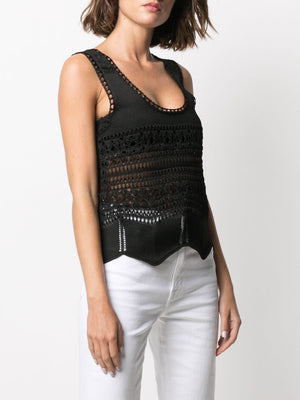 SAINT LAURENT Women's Loose Crochet Tank Top