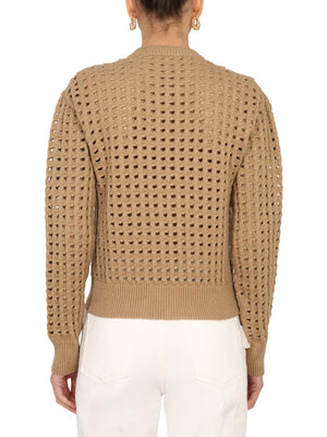 BOTTEGA VENETA V-Neck Perforated Wool Sweater for Women