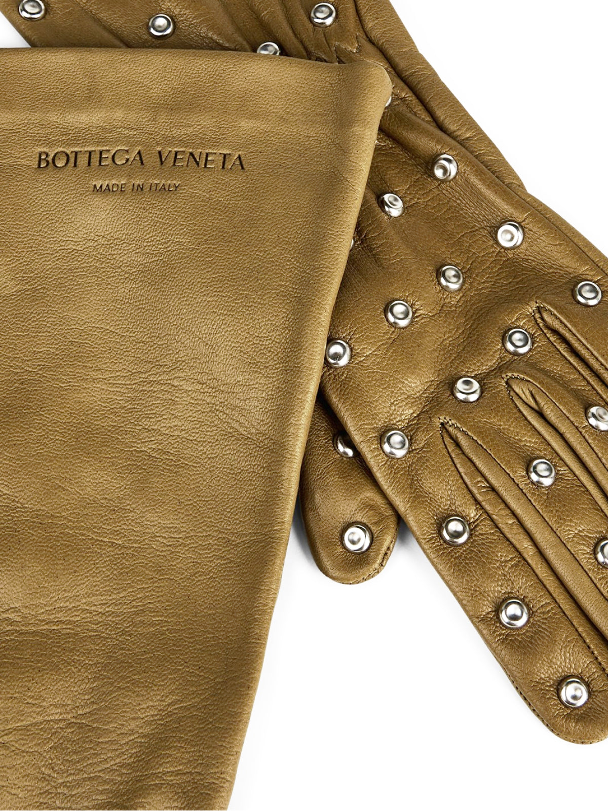 BOTTEGA VENETA Embossed Logo Studs Leather Gloves for Women