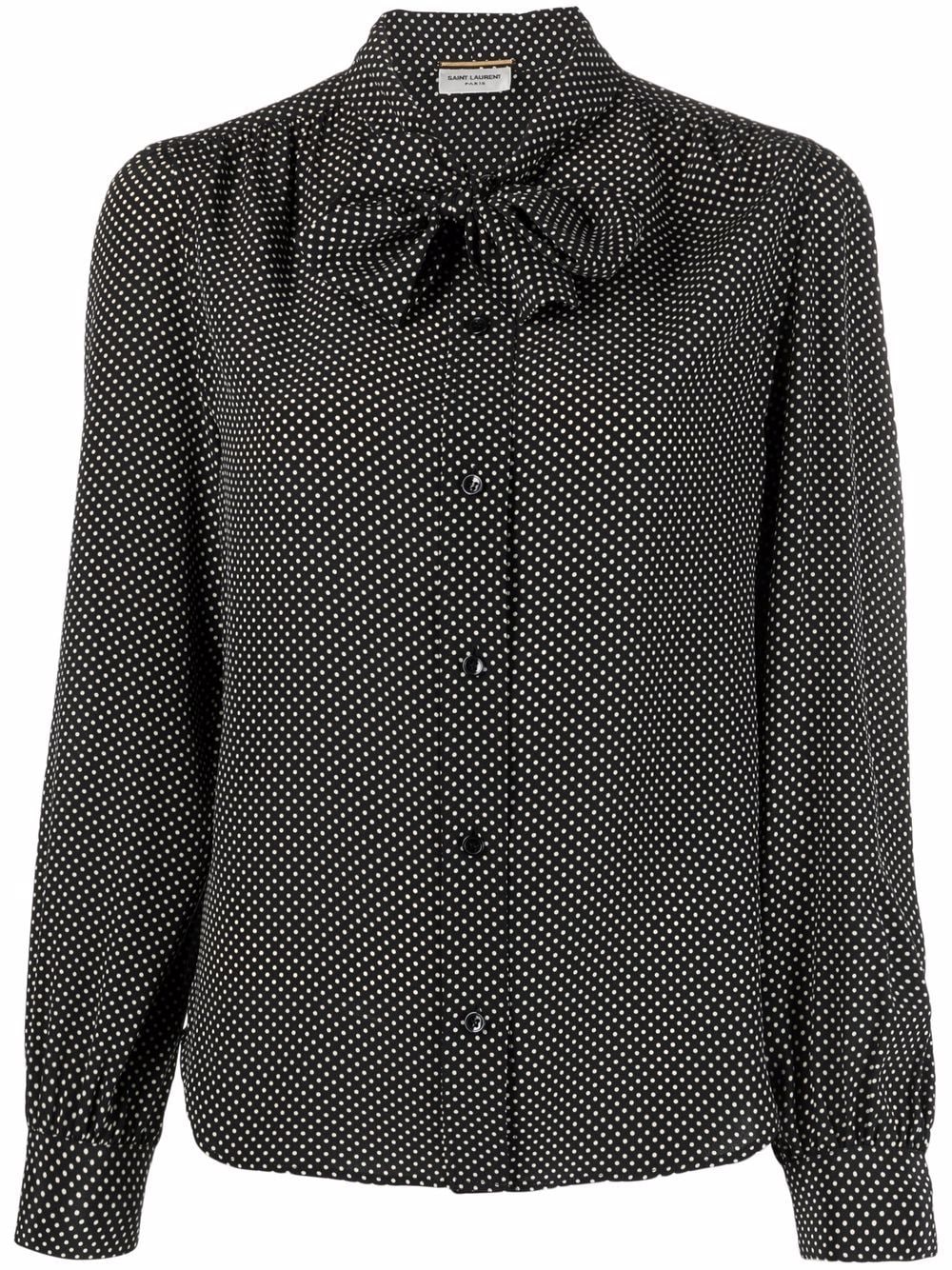 SAINT LAURENT Luxe Blouse with Lavalliere Collar - Size 38