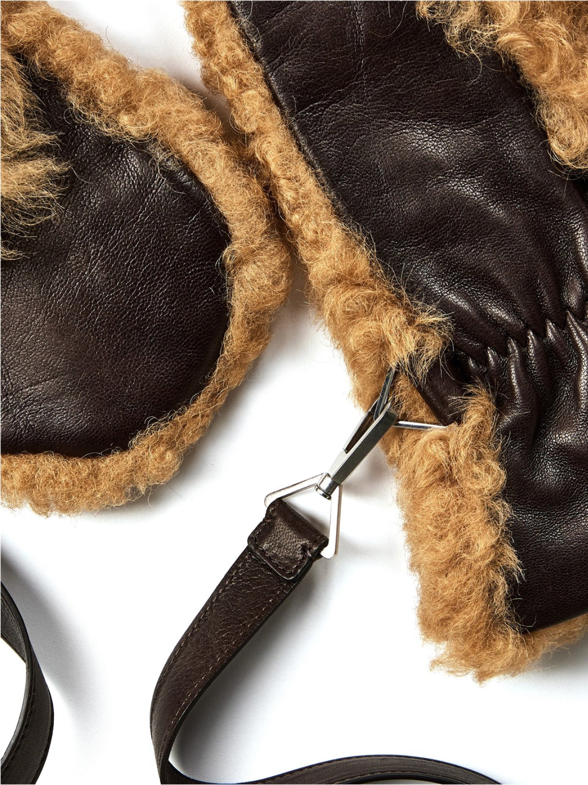 BOTTEGA VENETA Teddy Shearling and Leather Logo Gloves