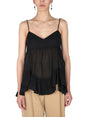 ALEXANDER MCQUEEN Semi-Transparent V-Neck Top with Back Zip Closure