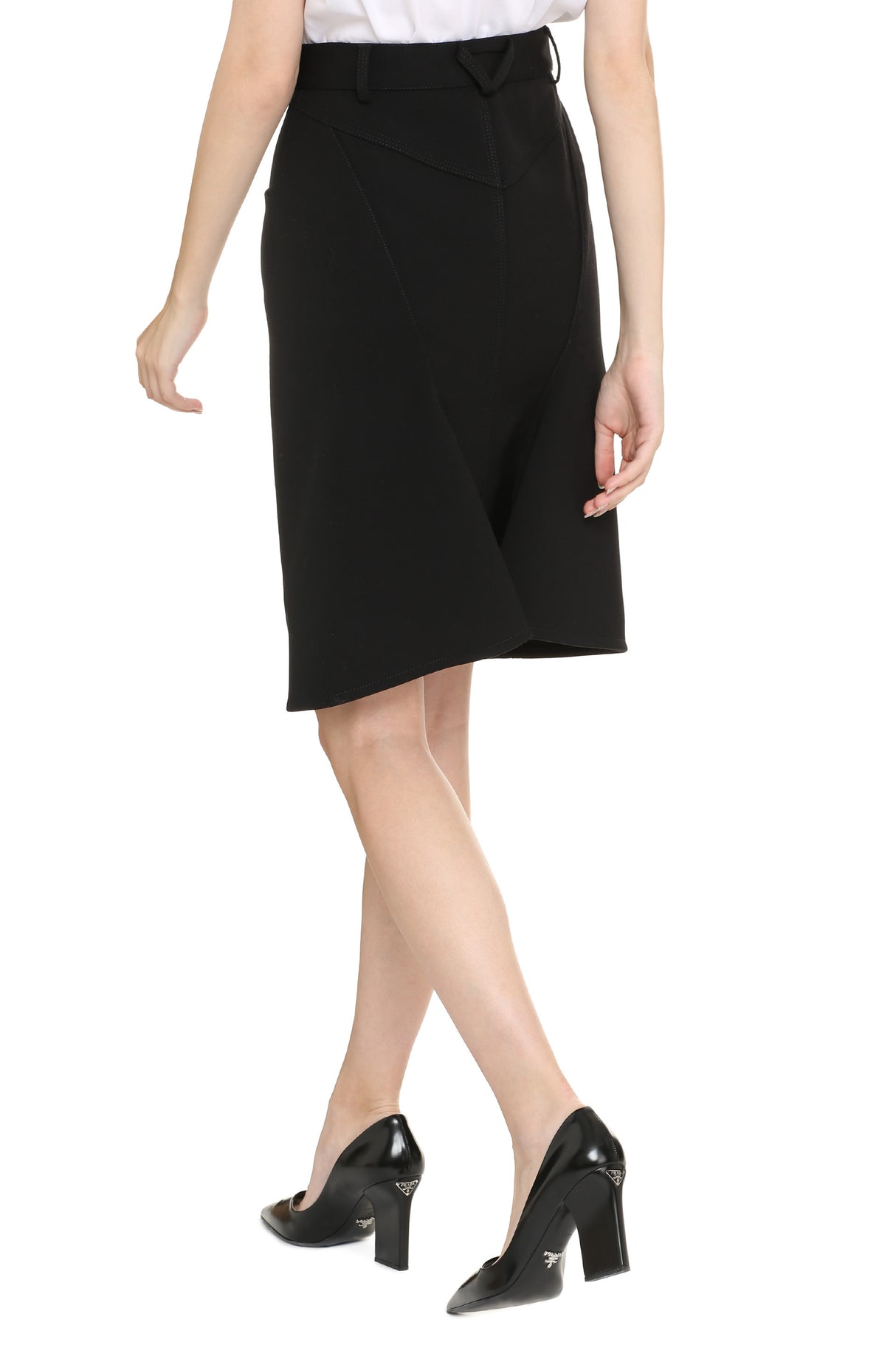 BOTTEGA VENETA Stretch Wool Mini Skirt with Front Button Closure