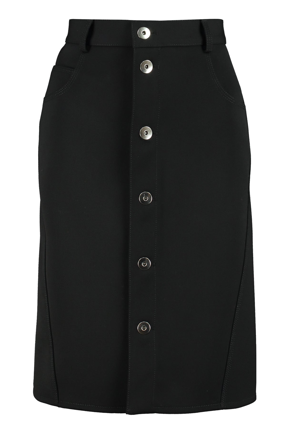 BOTTEGA VENETA Stretch Wool Mini Skirt with Front Button Closure