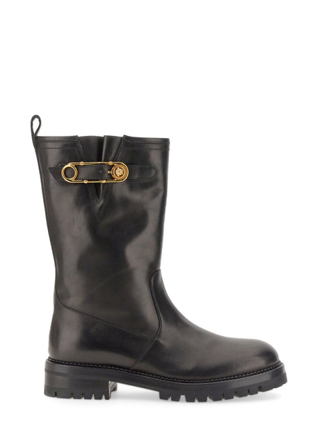 VERSACE Safety Pin-Inspired High-Fashion Boots