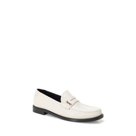 SAINT LAURENT Women's Leather Loafers - Neutral Moccasins for SS24