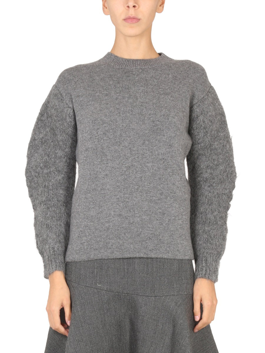 JIL SANDER Wool T-Shirt with Soft Shoulders - Crossbar Design